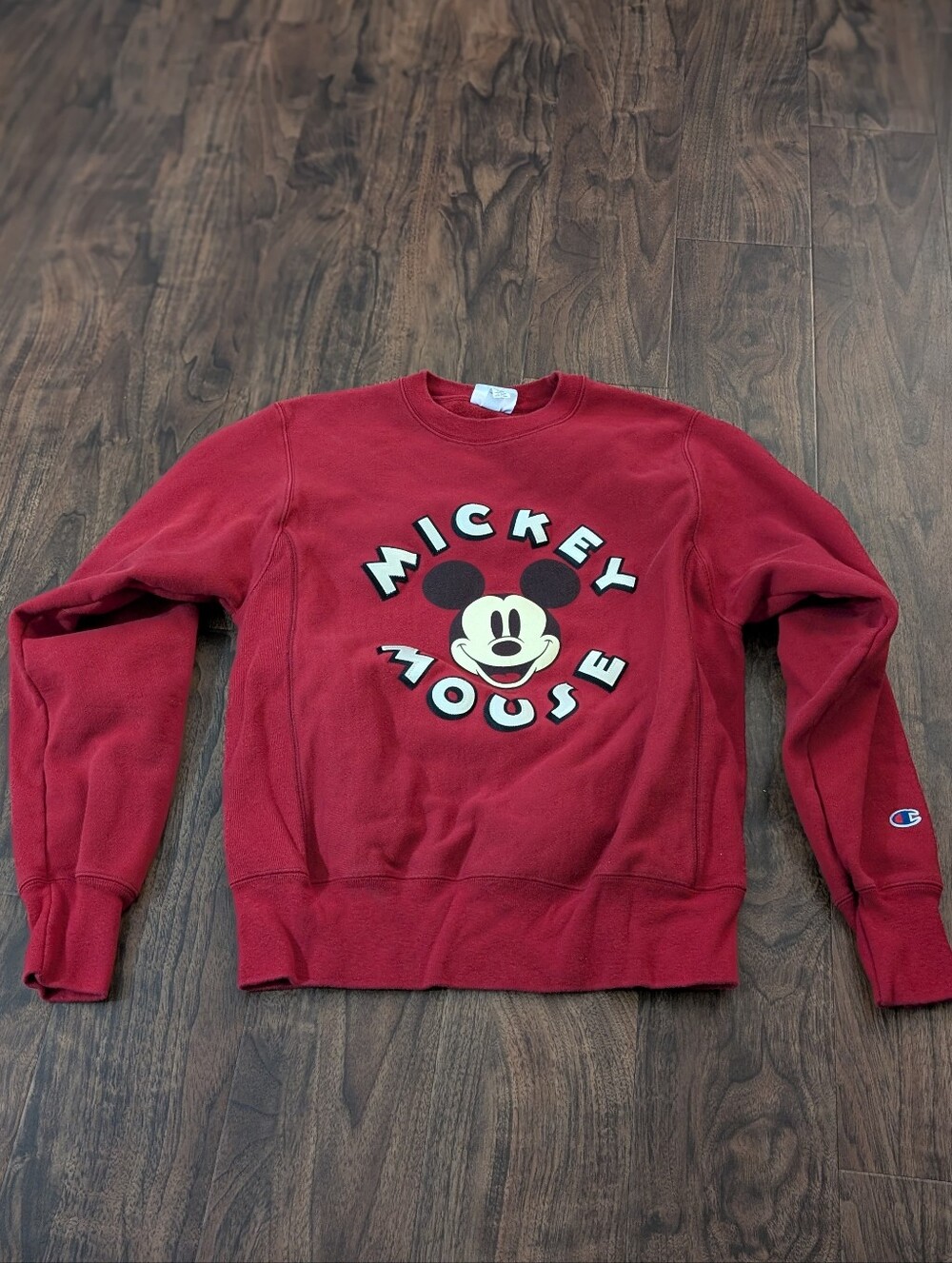 Champion Small Reverse Weave Red Mickey Mouse Crewneck Sweatshirt Mens Disney